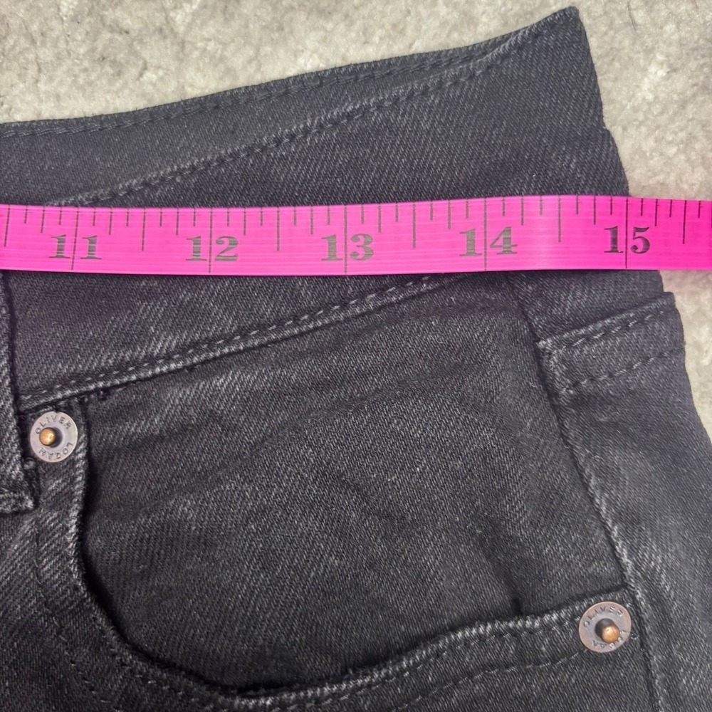 Oliver Logan Womens High Rise Wide Leg Raw Hem Jeans Black Stretch Classic 28 - Picture 8 of 9
